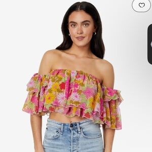 SHOW ME YOUR MUMU Rossella Ruffle Top in Carnaby Floral- XL